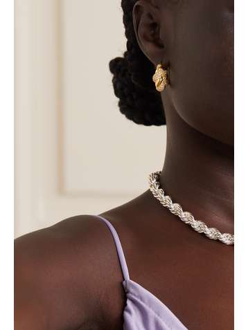 BOTTEGA VENETA Gold-plated crystal hoop earrings