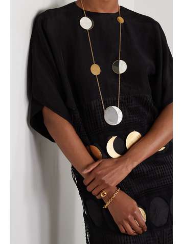 LOEWE + Paula's Ibiza Ellipse goldfarbene Kette mit Perlmutt und Acryl
