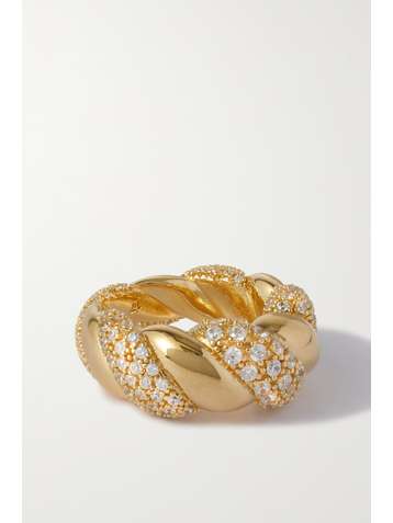 BOTTEGA VENETA Gold-plated crystal ring