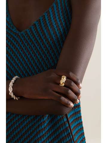 BOTTEGA VENETA Gold-plated crystal ring
