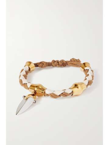 CHLOÉ Bracelet en cuir, coton et métal doré et argenté