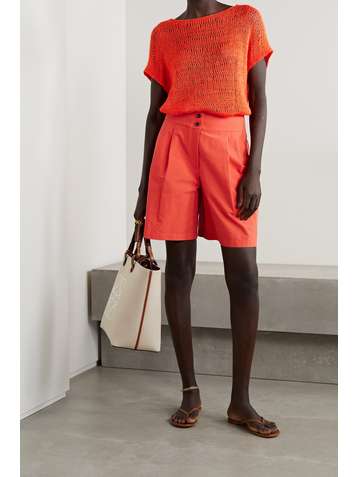 LAFAYETTE 148 Leroy Shorts aus Baumwollpopeline mit Falten