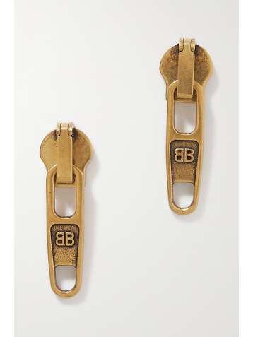 BALENCIAGA Zip gold-tone earrings