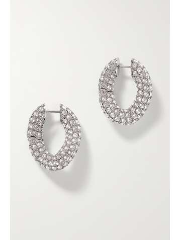 BALENCIAGA Silver-tone crystal hoop earrings