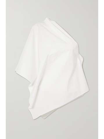 ROLAND MOURET Powell one-shoulder draped cotton-poplin top