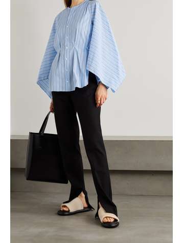 ROLAND MOURET Golding striped cotton-blend poplin blouse