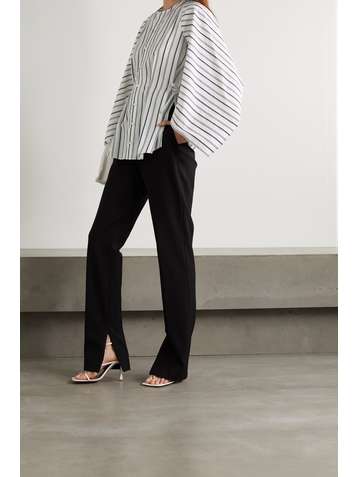ROLAND MOURET Golding striped cotton-blend poplin blouse