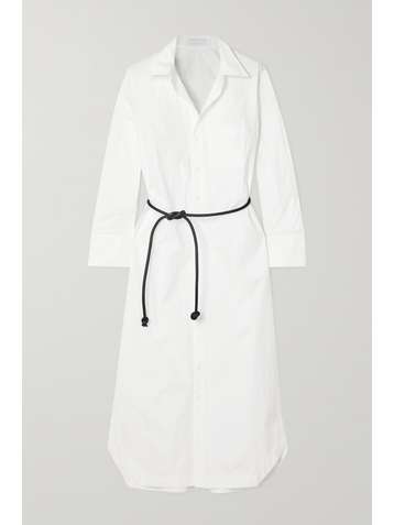 ROLAND MOURET Kartini belted cutout embroidered cotton-poplin shirt midi dress