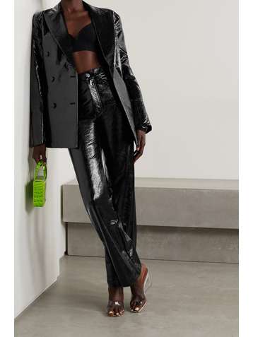 ROTATE BIRGER CHRISTENSEN Fox double-breasted snake-effect vegan leather blazer