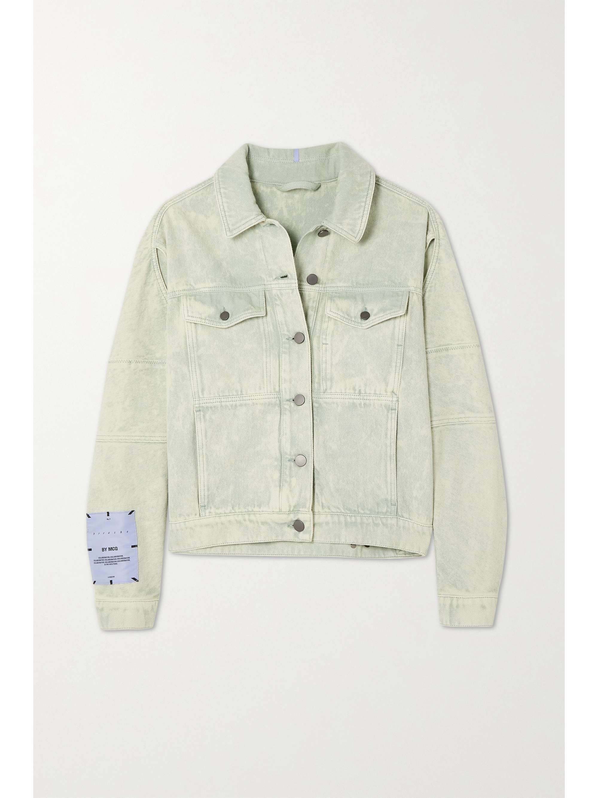 Oversized cutout acid-wash denim jacket