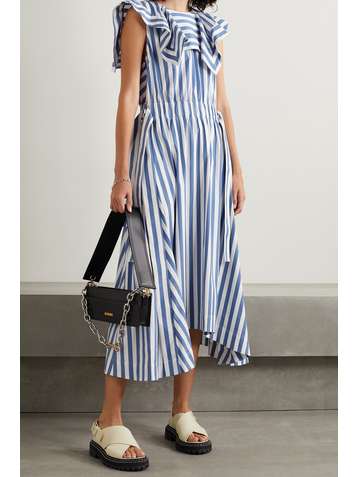 3.1 PHILLIP LIM Ruffled striped cotton-blend poplin midi dress
