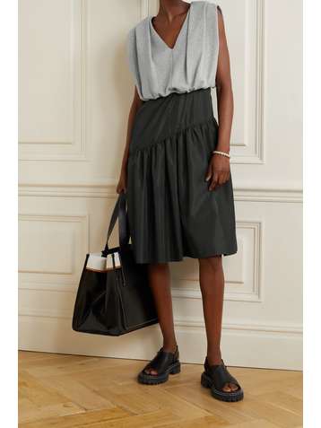 3.1 PHILLIP LIM Gathered cotton-jersey and taffeta dress