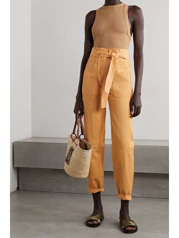 A.L.C. Cobolt belted cotton, linen and TENCEL Lyocell-blend twill tapered pants