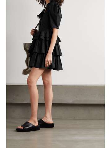 ULLA JOHNSON Linnea tiered embroidered cotton-poplin mini dress