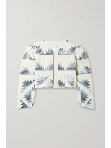 SEA Gloucester cropped quilted gingham cotton jacket
