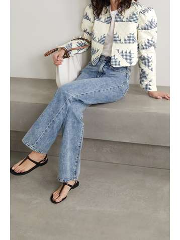 SEA Gloucester cropped quilted gingham cotton jacket