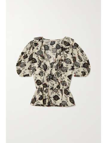 ULLA JOHNSON Nadya ruffled floral-print cotton-blend voile blouse