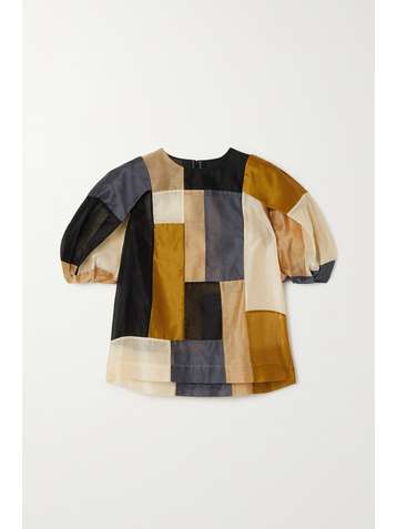 ULLA JOHNSON Gaia patchwork cotton and silk-blend blouse