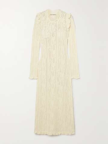 ULLA JOHNSON Antoille ruffled crocheted cotton-blend midi dress