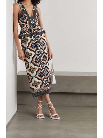 ULLA JOHNSON Dalia appliquéd printed cotton midi dress