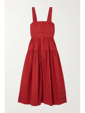 ULLA JOHNSON Isabela tiered cotton-poplin midi dress