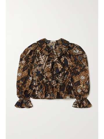 ULLA JOHNSON Kalila ruffled printed cotton blouse