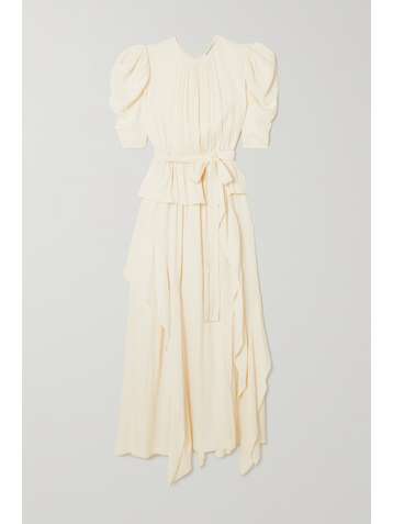 ULLA JOHNSON Lisbet belted draped crepe de chine midi dress