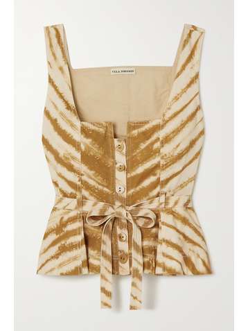 ULLA JOHNSON Denia belted tie-dyed cotton-twill vest