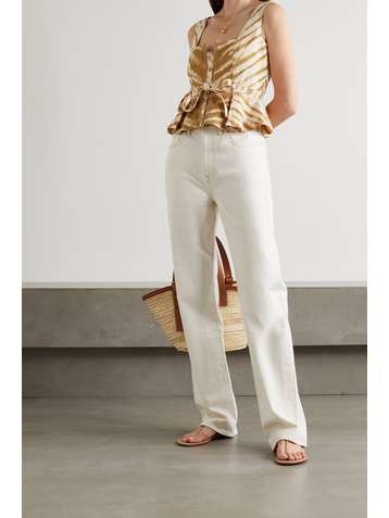 ULLA JOHNSON Denia belted tie-dyed cotton-twill vest