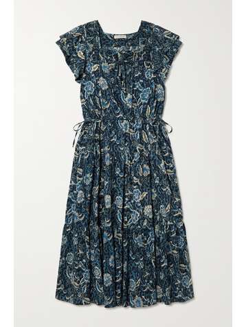 ULLA JOHNSON Zuma tiered floral-print cotton-blend midi dress