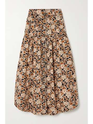 ULLA JOHNSON Briony floral-print denim midi skirt