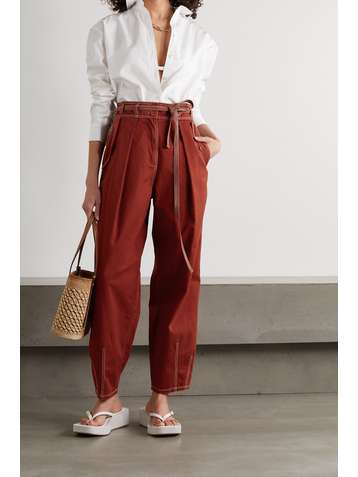 ULLA JOHNSON Pantalon fuselé en coton à plis Lars