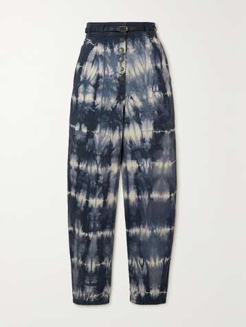 ULLA JOHNSON Apollo belted tie-dyed high-rise tapered jeans