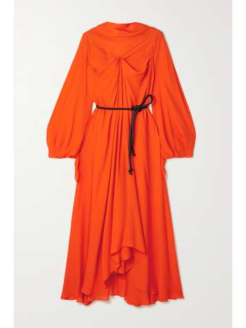 ROLAND MOURET Ivel belted draped silk-georgette midi dress
