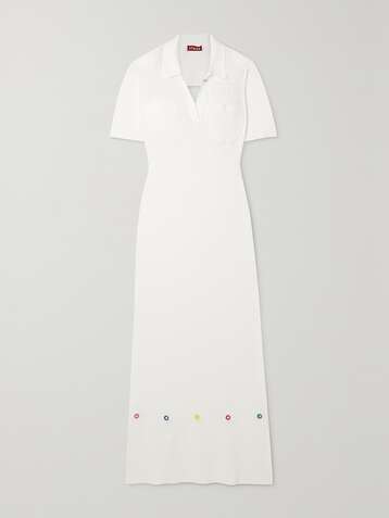 STAUD Cecily rückenfreies Maxikleid aus einer Baumwollmischung in Zopfstrick