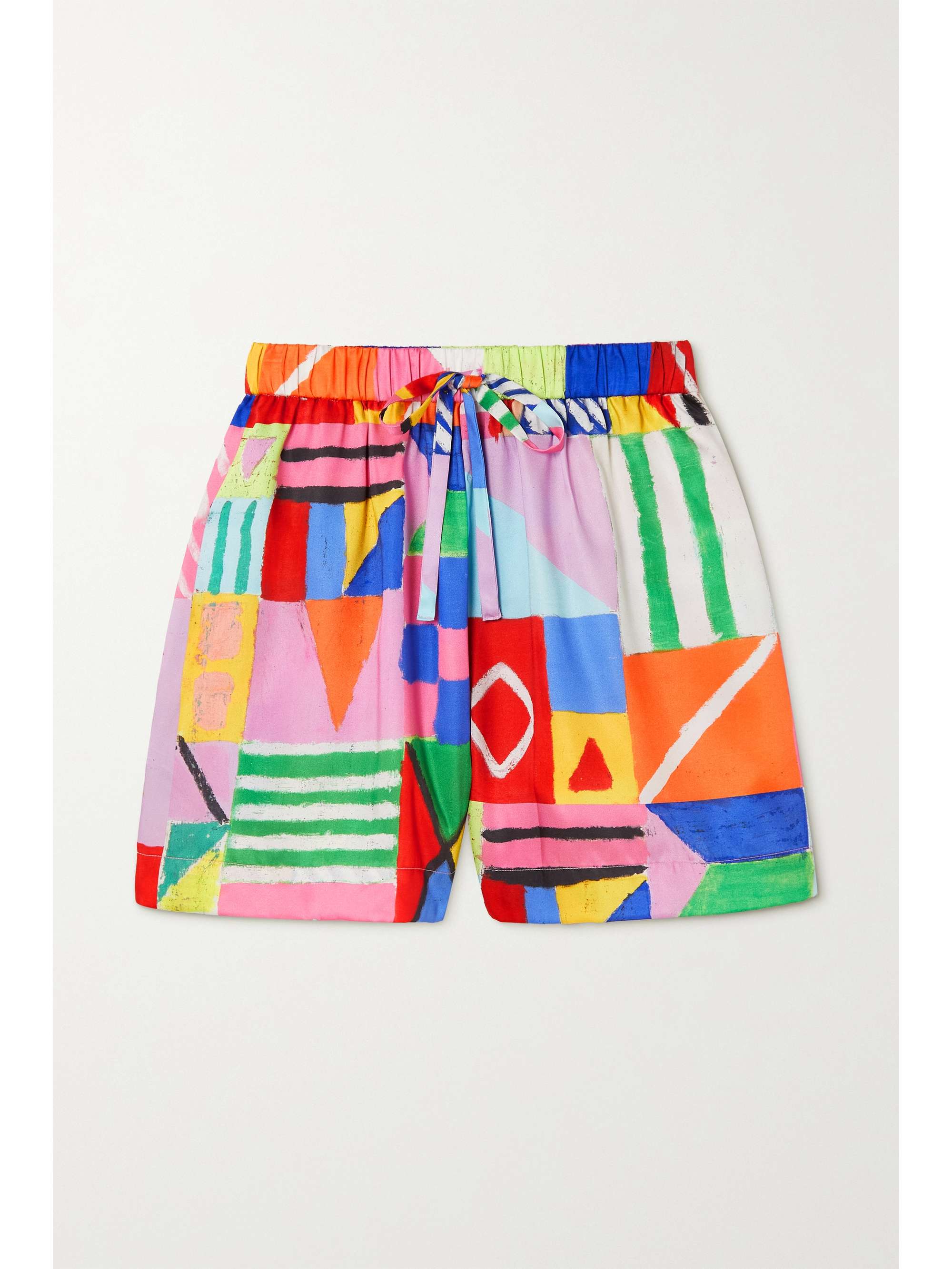Pink Hart printed satin shorts | STAUD 