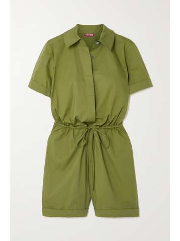 STAUD Ludo belted stretch-cotton playsuit