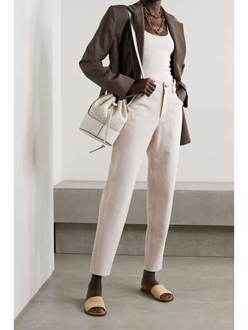 BRUNELLO CUCINELLI Pantalon fuselé en jersey de coton mélangé à perles