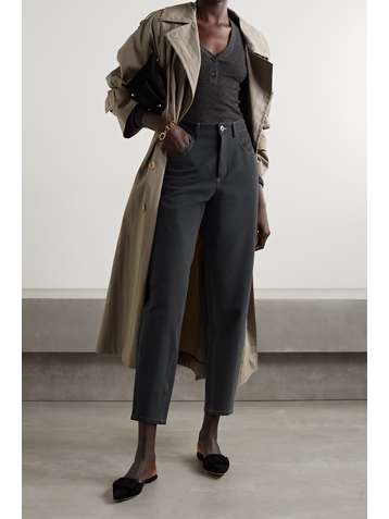 BRUNELLO CUCINELLI Pantalon fuselé en jersey de coton mélangé à perles