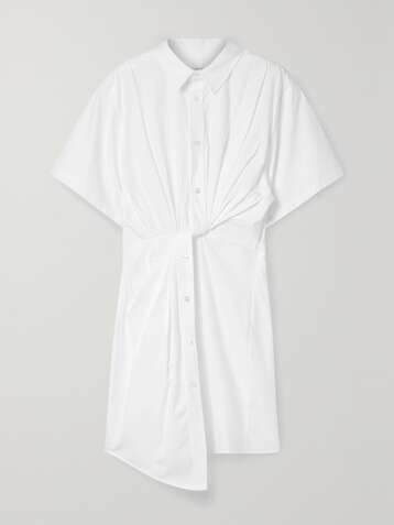 ALEXANDERWANG.T Twist-front cotton-poplin mini shirt dress