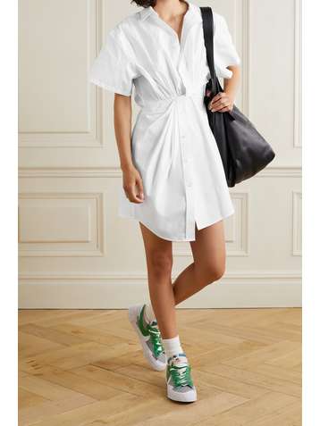 ALEXANDERWANG.T Twist-front cotton-poplin mini shirt dress