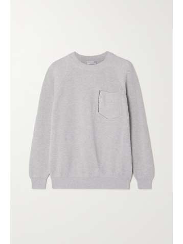 BRUNELLO CUCINELLI Bead-embellished ribbed cotton sweater