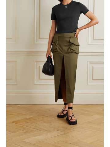 ALEXANDERWANG.T Cropped crystal-embellished stretch-jersey T-shirt