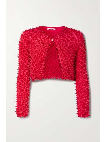 ALEXANDER WANG Cropped satin-cloqué cardigan