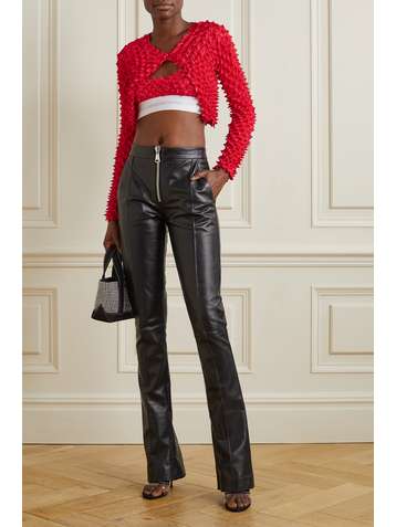 ALEXANDER WANG Cropped satin-cloqué cardigan