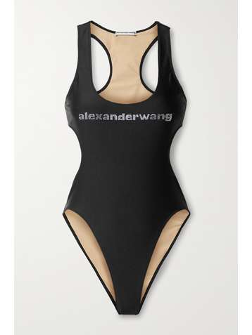 ALEXANDER WANG Crystal-embellished cutout swimsuit