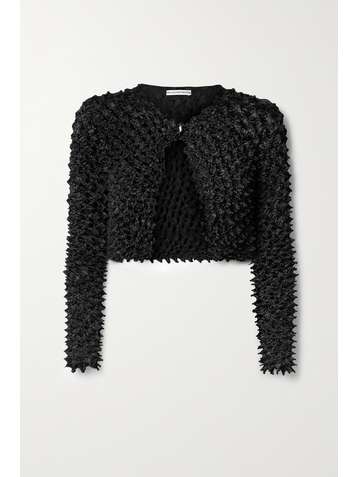 ALEXANDER WANG Cropped satin-cloqué cardigan