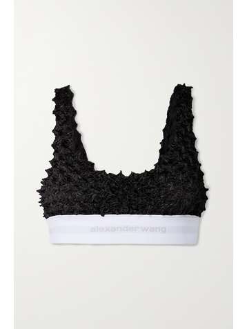 ALEXANDER WANG Satin-cloqué sports bra
