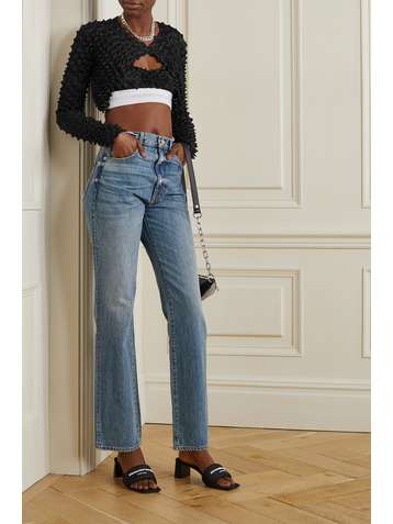 ALEXANDER WANG Satin-cloqué sports bra