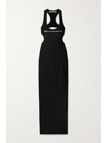 ALEXANDER WANG Open-back crystal-embellished stretch-jersey maxi dress